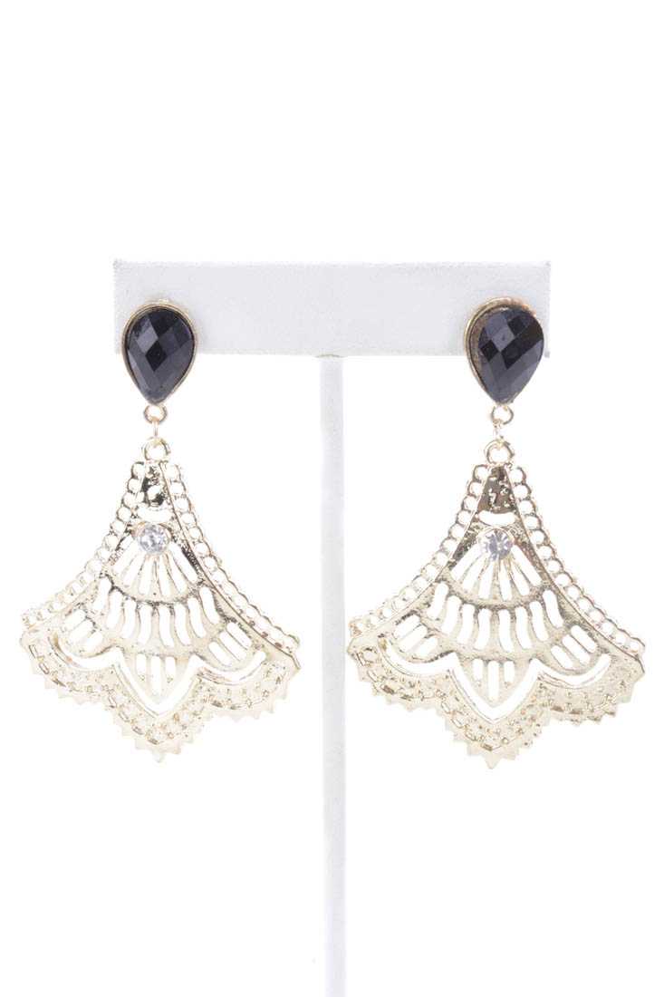 Black Gold High Polish Intricate Faceted Beaded Earrings