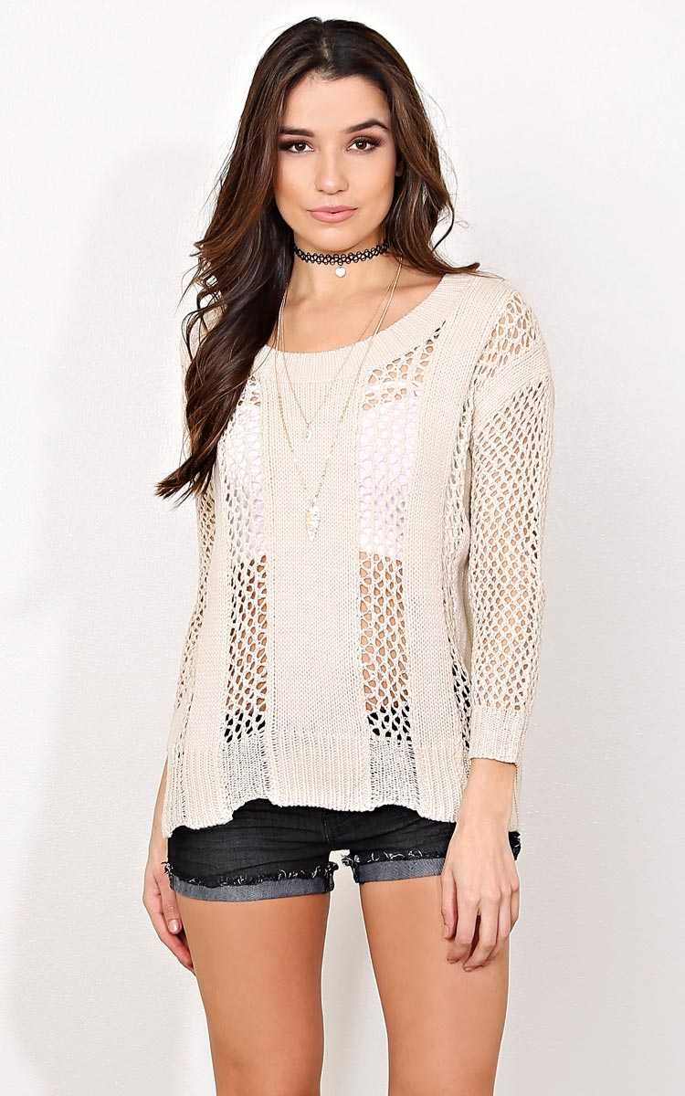 Cold Front Knit Sweater - - Beige in Size by Styles For Less