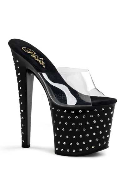 Clear Black Rhinestone Platform High Heels