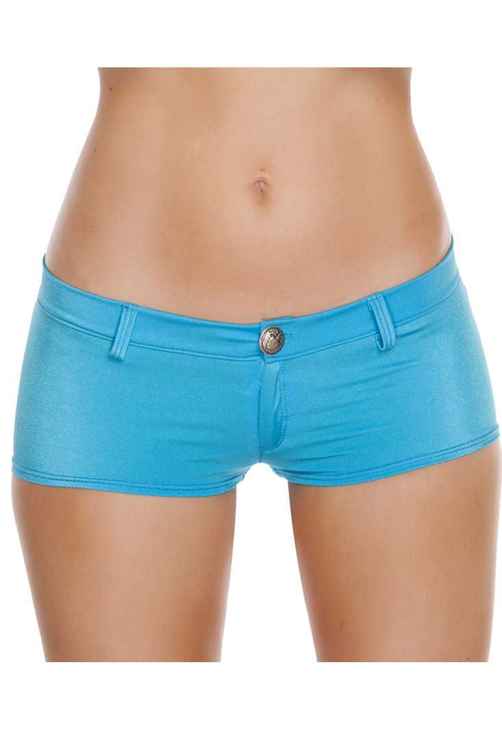 Turquoise Front Button Detail Low Rise Shorts