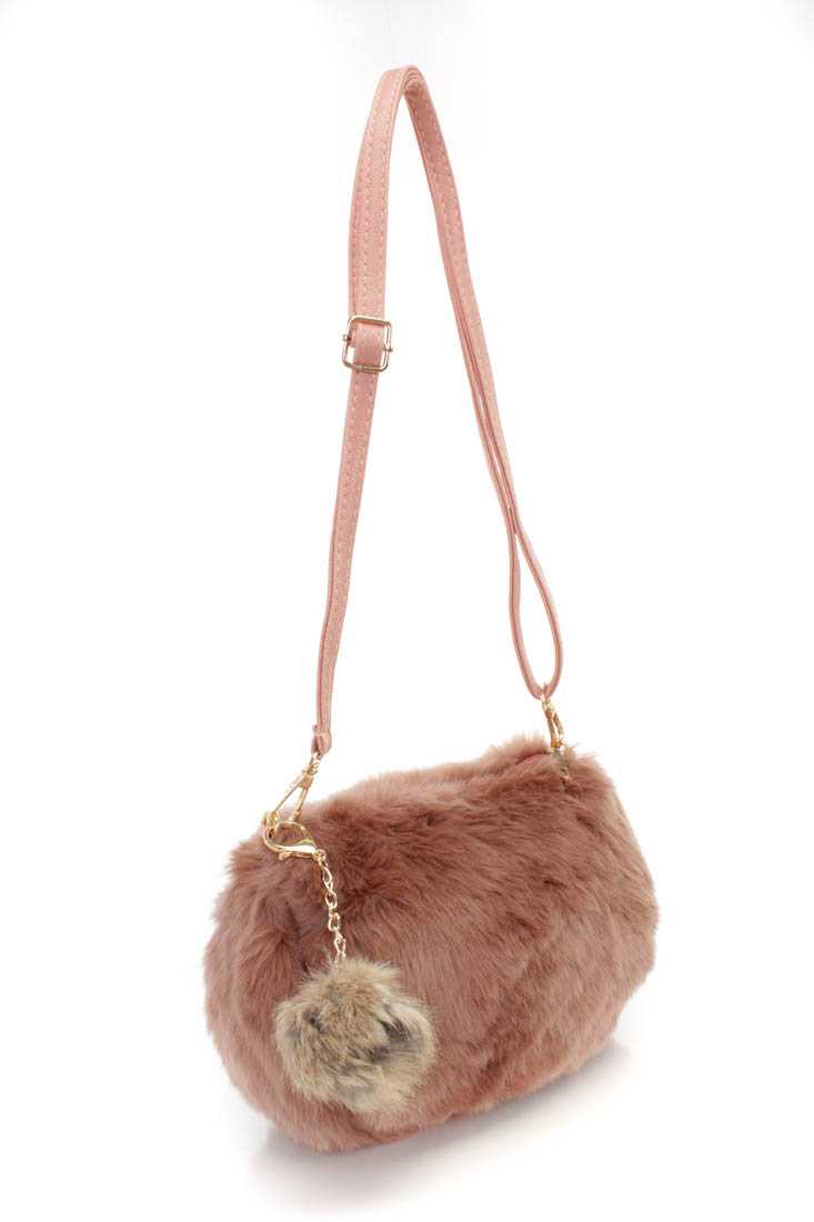 Mauve Faux Fur Handbag