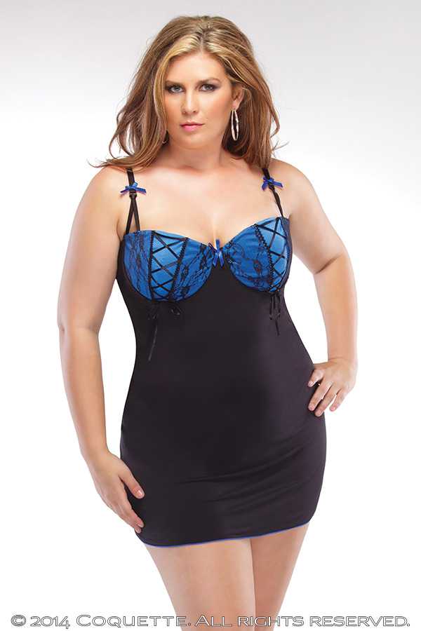 Black Blue Padded Microfiber Chemise