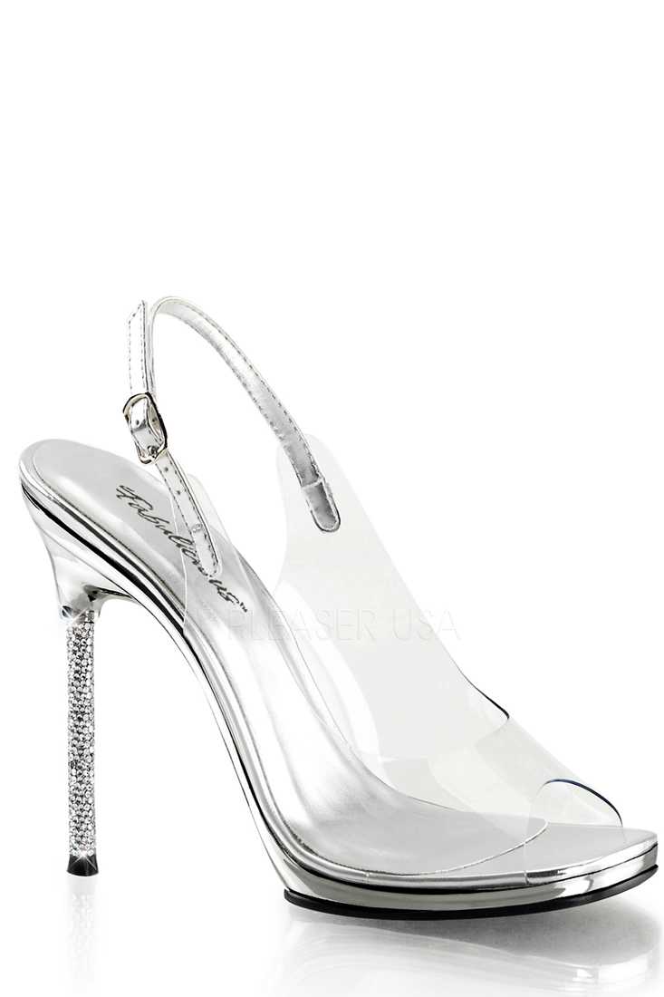 Clear Silver Metallic Slingback Pump High Heels