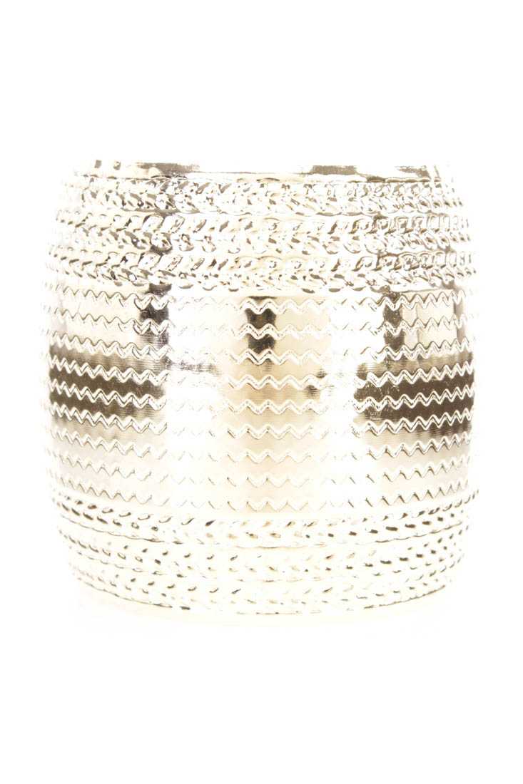 Gold Carved Texture Print Cuff Bracelet