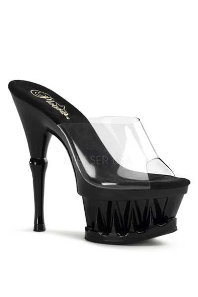Clear Black Shark Teeth Spiked Platform High Heels