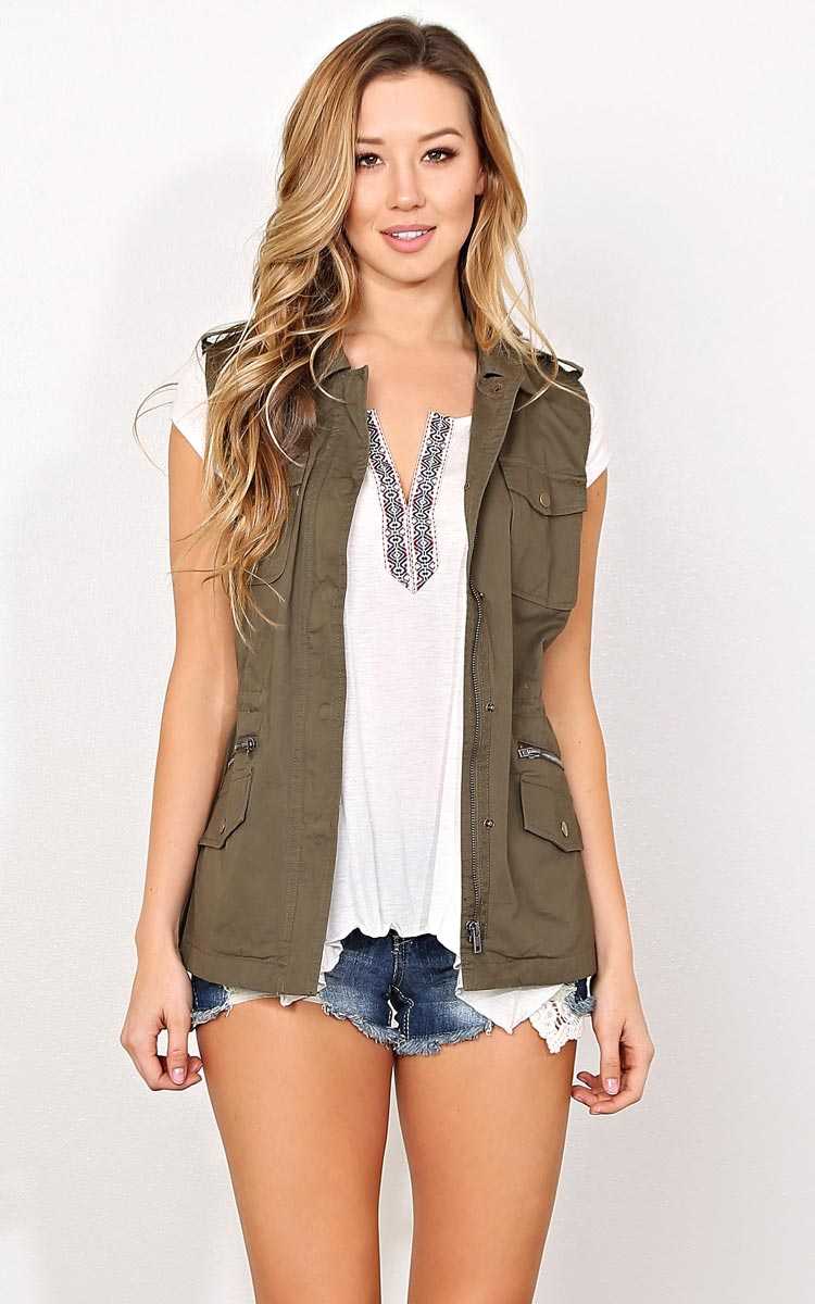 City Chic Woven Vest - MED - Olive/Drab in Size Medium by Styles For Less
