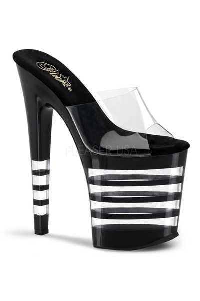 Clear Black Lined Platform High Heels