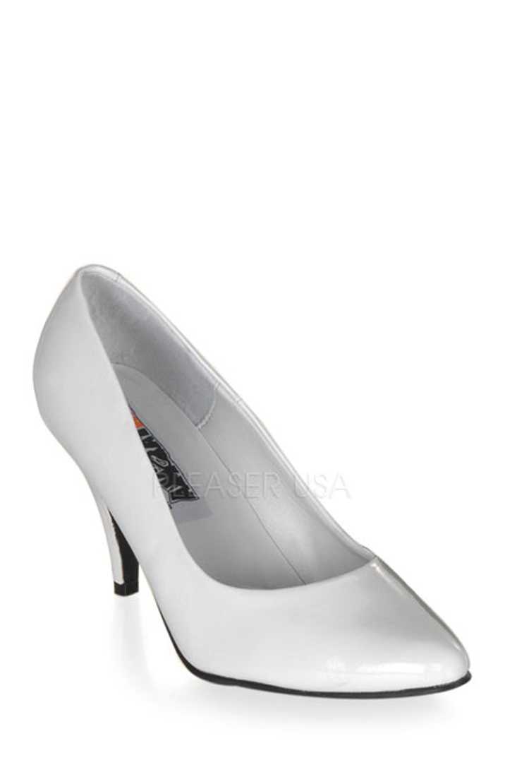 White Single Sole Pump High Heels Patent