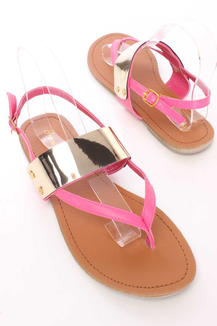 Fuchsia Thong Post Stylish Sandals Faux Leather