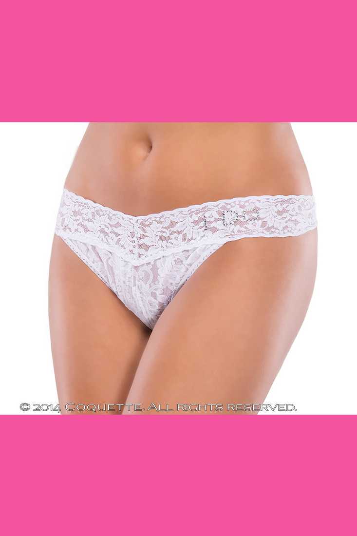 White Rhinestone I Do Thong Panty