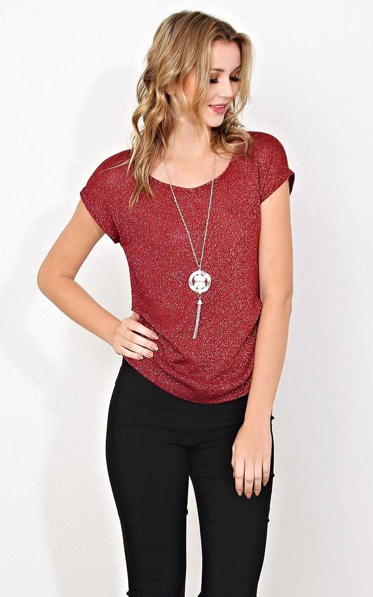 Lights Down Low Necklace Top - LGE - Red in Size Large by Styles For Less