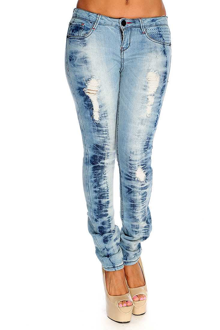 Light Denim Distressed Skinny Jeans