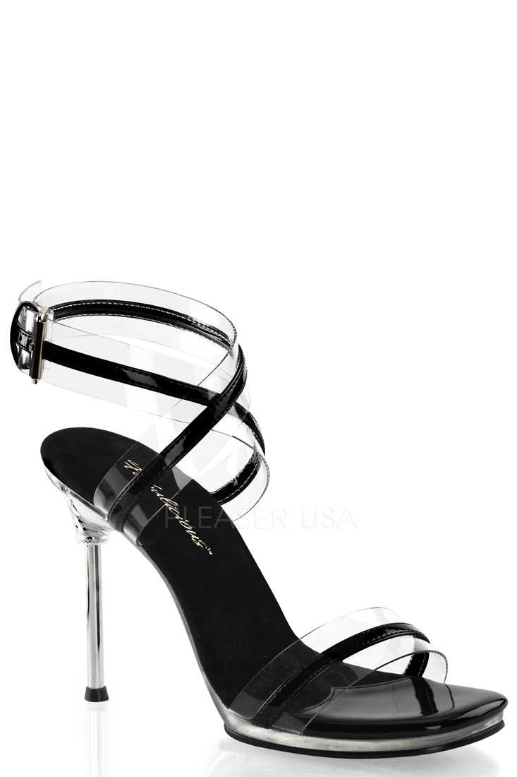 Clear Black Wrap Around Sandal High Heels
