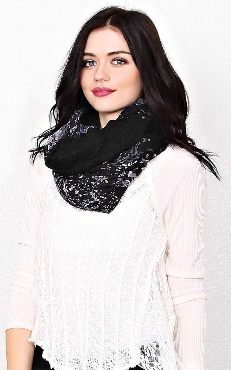 Floral Woven Tubular Scarf - N/S - Black by Styles For Less