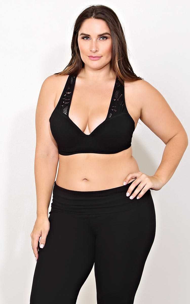 Plus Size Eyelet Push Up Sports Bra - in Size by Styles For Less