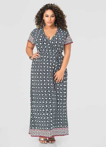 Printed Maxi Wrap Dress