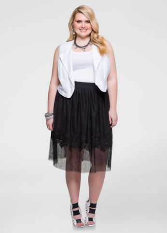Floral AppliquÃ© Tulle Skirt