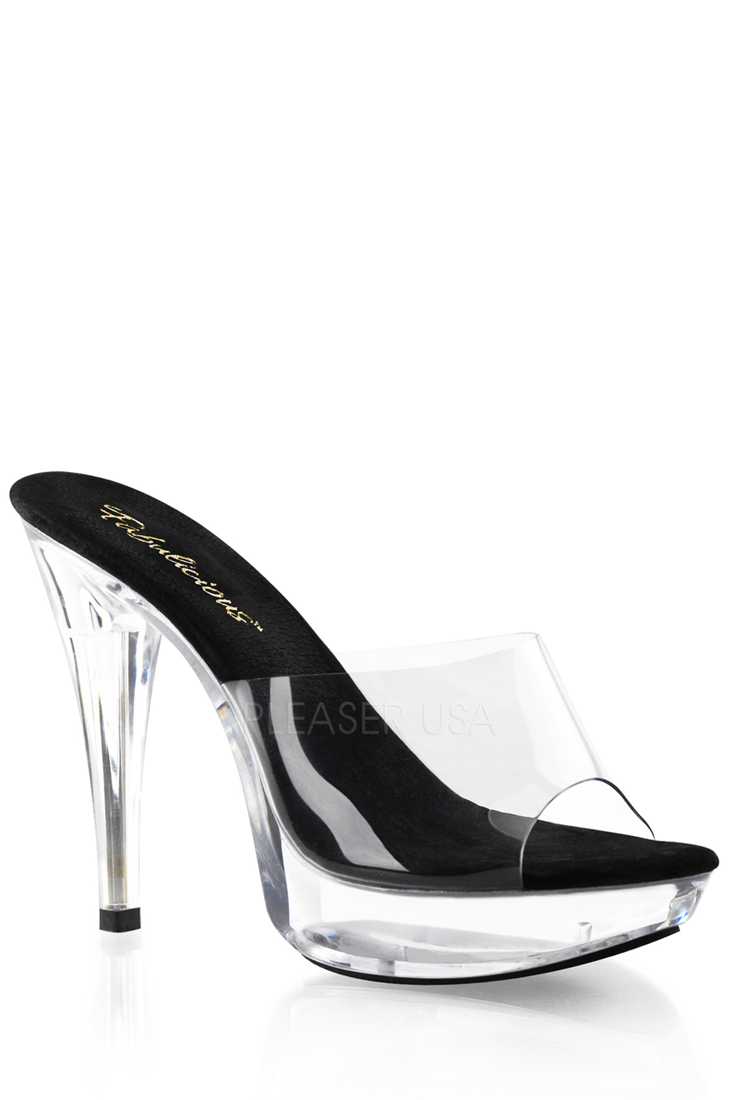 Black Clear Slip On Platform High Heels PVC