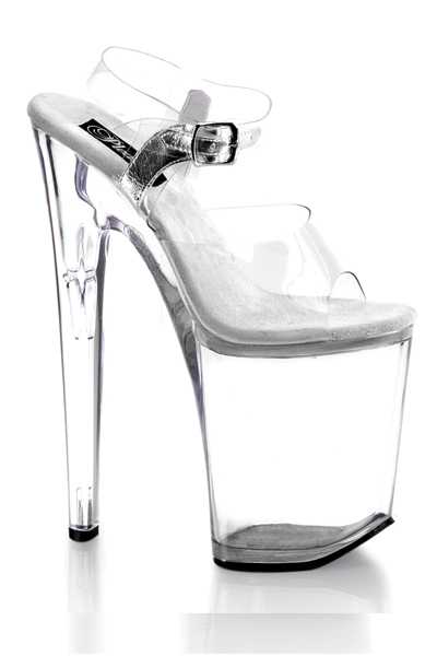Clear Patent Peep Toe Ankle Buckle High Platform Heels