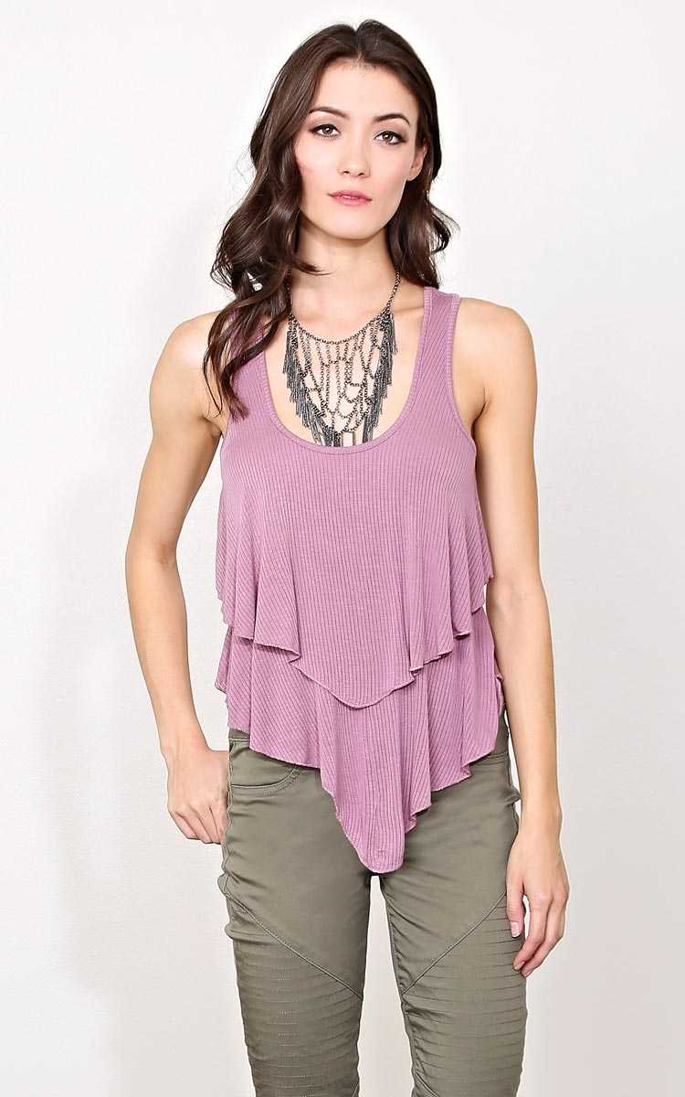 Emery Rib Knit Tank - - Dusty Plum in Size by Styles For Less