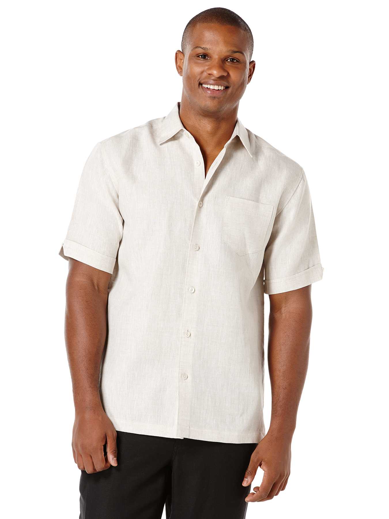 Cubavera Big & Tall 100 % Linen Short Sleeve 1 Pocket Shirt