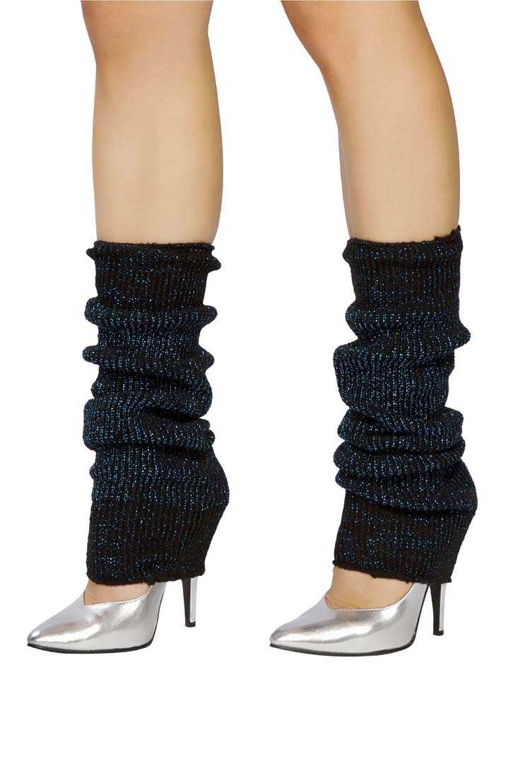 Black Blue Sparking Leg Warmers