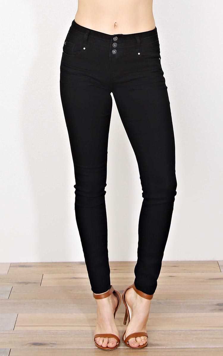 Kara High Rise Skinny Jeans - Black Denim in Size by Styles For Less