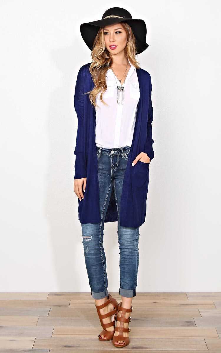 Fall Affiliation Knit Wrap - LGE - Navy in Size Large by Styles For Less