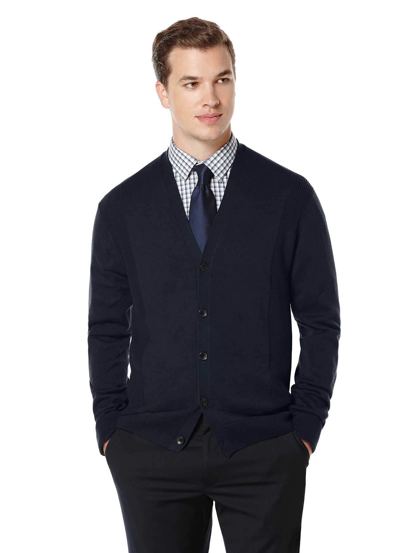 Perry Ellis Long Sleeve Textured Stripe Sweater