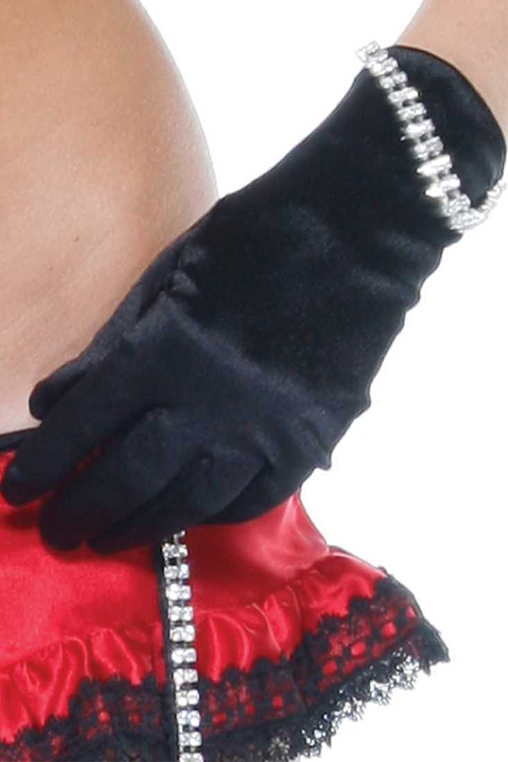 Rhinestone Satin Gloves Costume Accessory