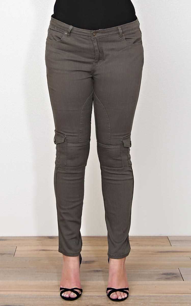 Plus Size Commander Cargo Denim Pants - Olive/Drab in Size 17 by Styles For Less