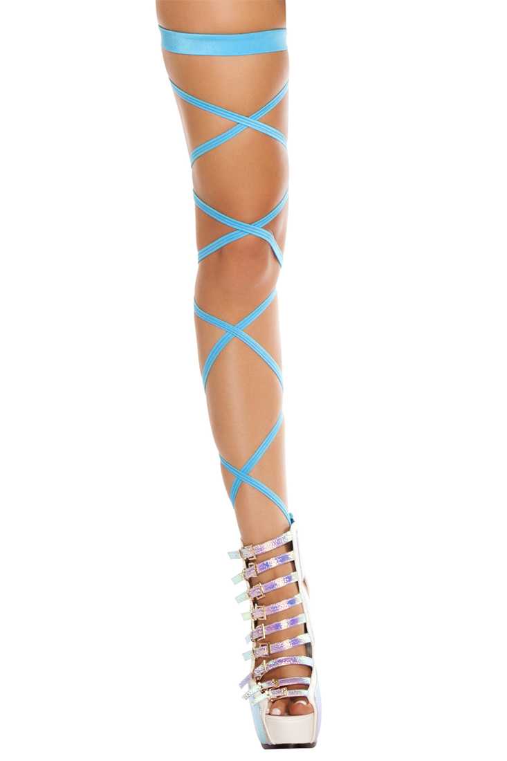 Turquoise Solid Leg Strap with Attached Garter