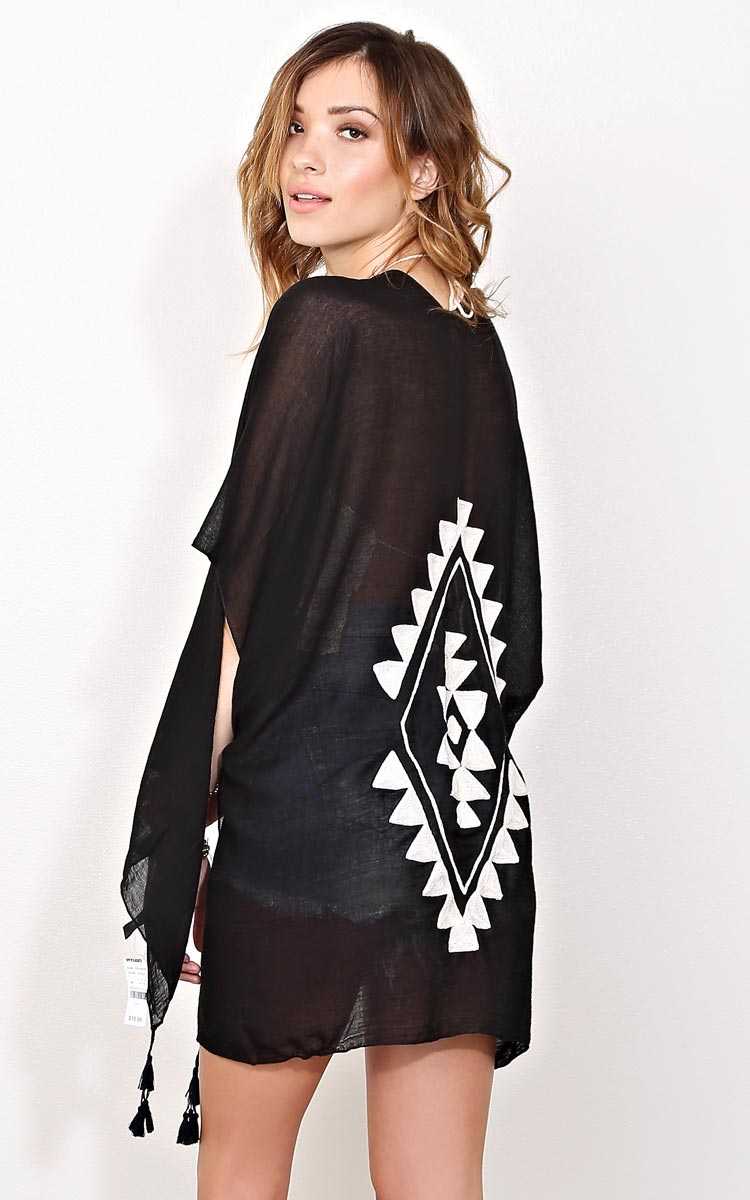 Diamond In The Rough Ruana - N/S - Black by Styles For Less