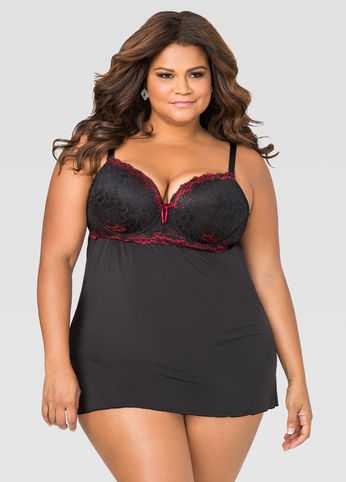 Two-Tone Lace Chemise Lingerie Set