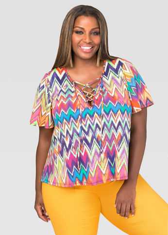 Lace-Up Chevron Top