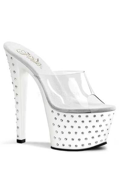 Clear White Rhinestone Platform High Heels