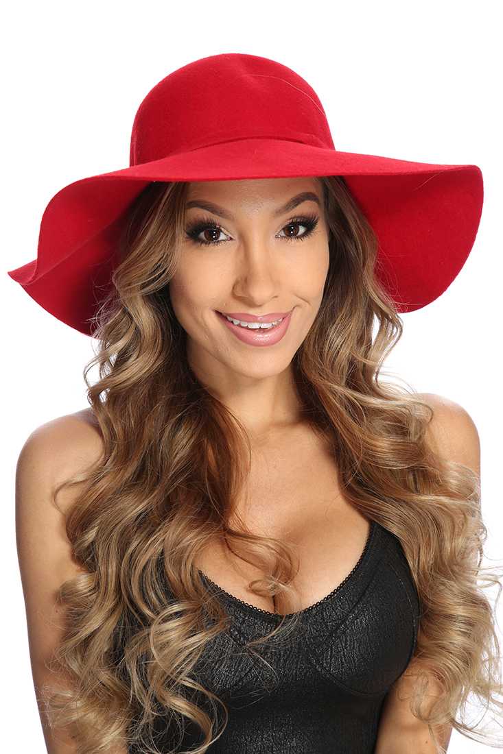 Red Knotted Side Tie Floppy Hat