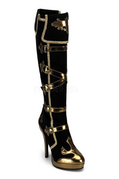 Black Microfiber Multi Buckle Strap Carnival Boots