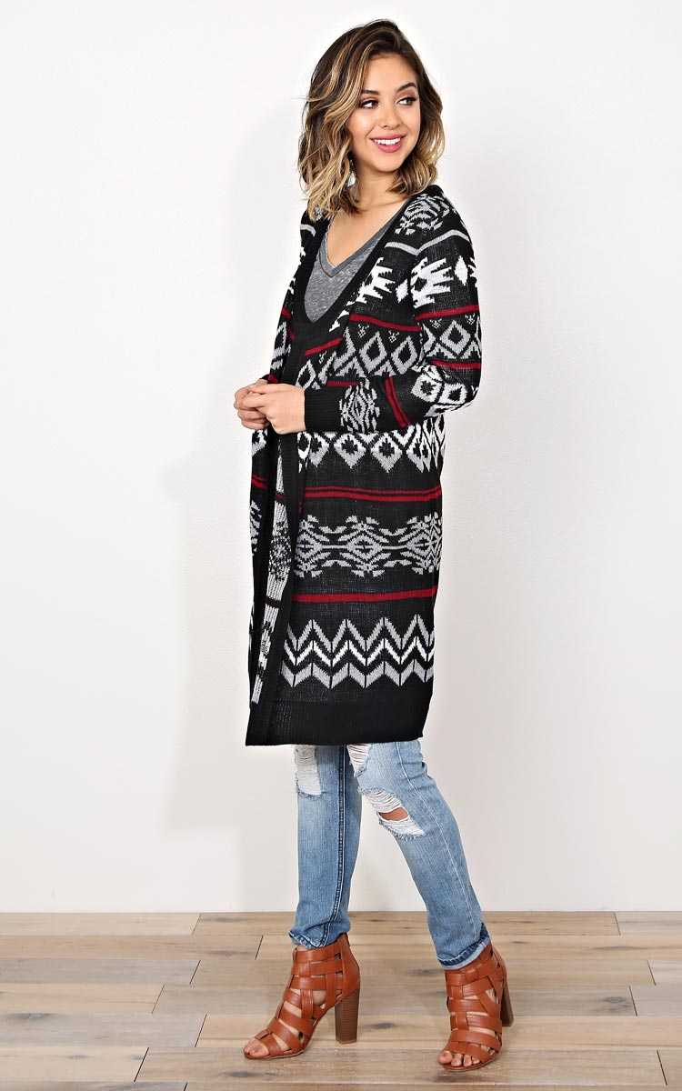 Nordic Winter Sweater Knit Wrap - - Black Combo in Size by Styles For Less