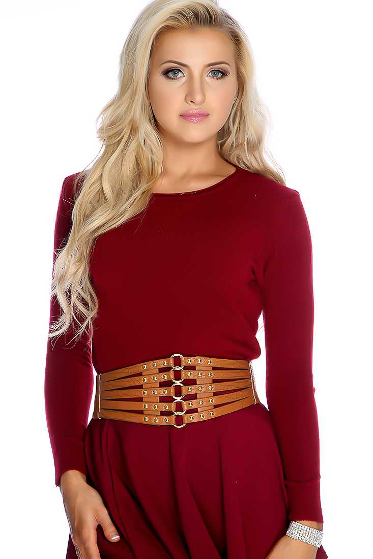 Wine Long Sleeves Knitted Sweater Top