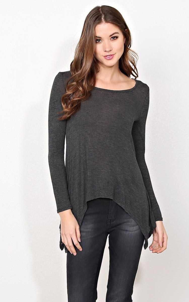 Cool Rush Knit Top - SML - Charcoal in Size Small by Styles For Less