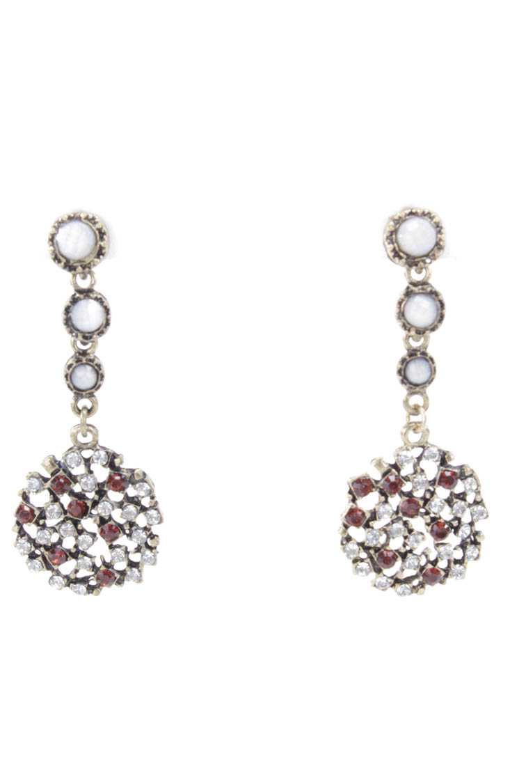 Red Gold Intricate Dangle Earrings