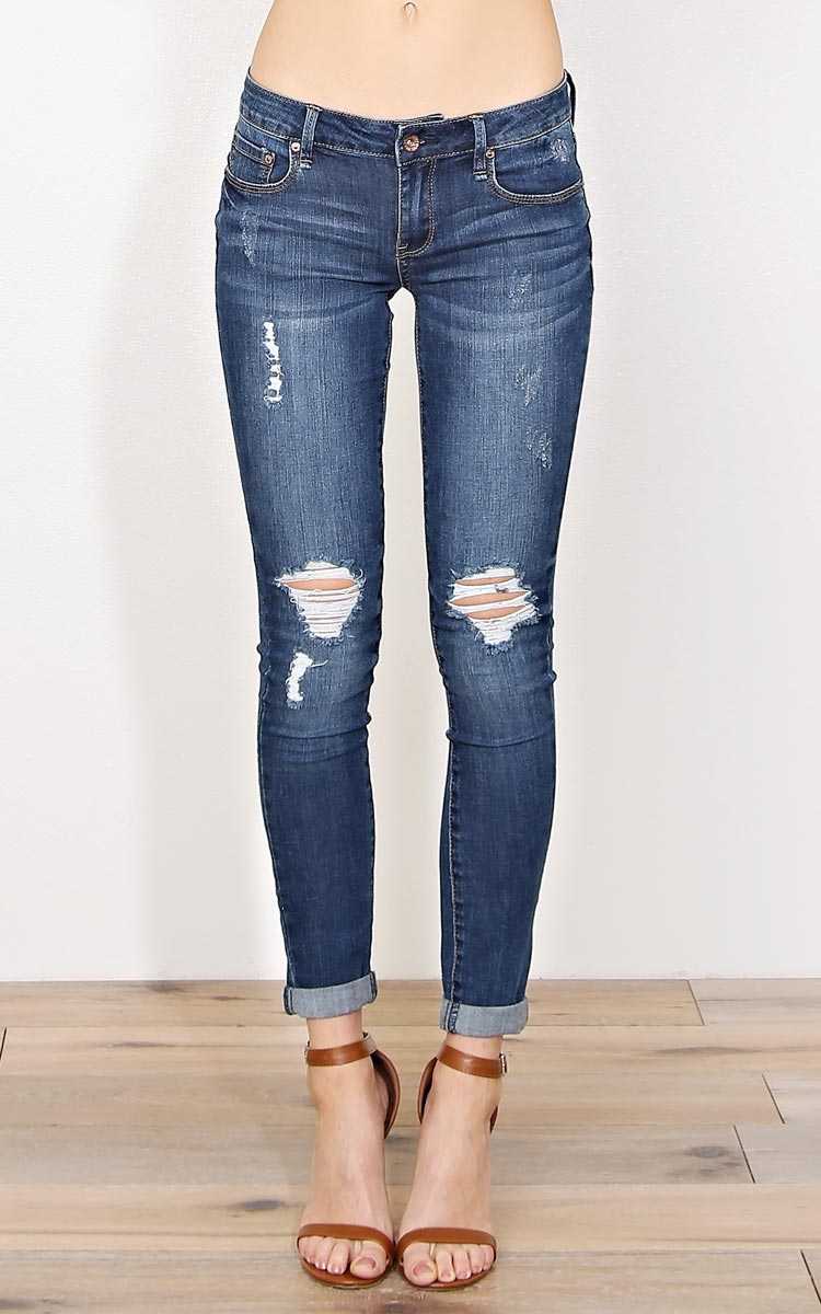 Tristan Distressed Skinny Jeans - Dk Destroyed in Size by Styles For Less
