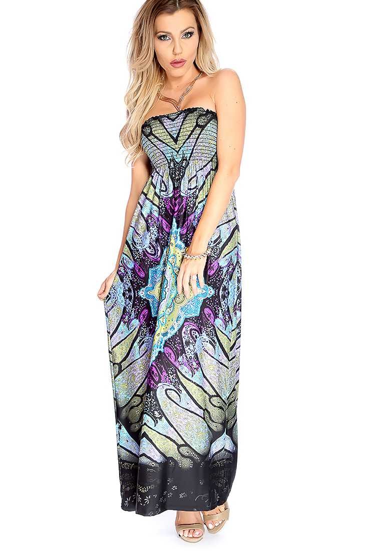 Casual Black Olive Paisley Print Maxi Dress