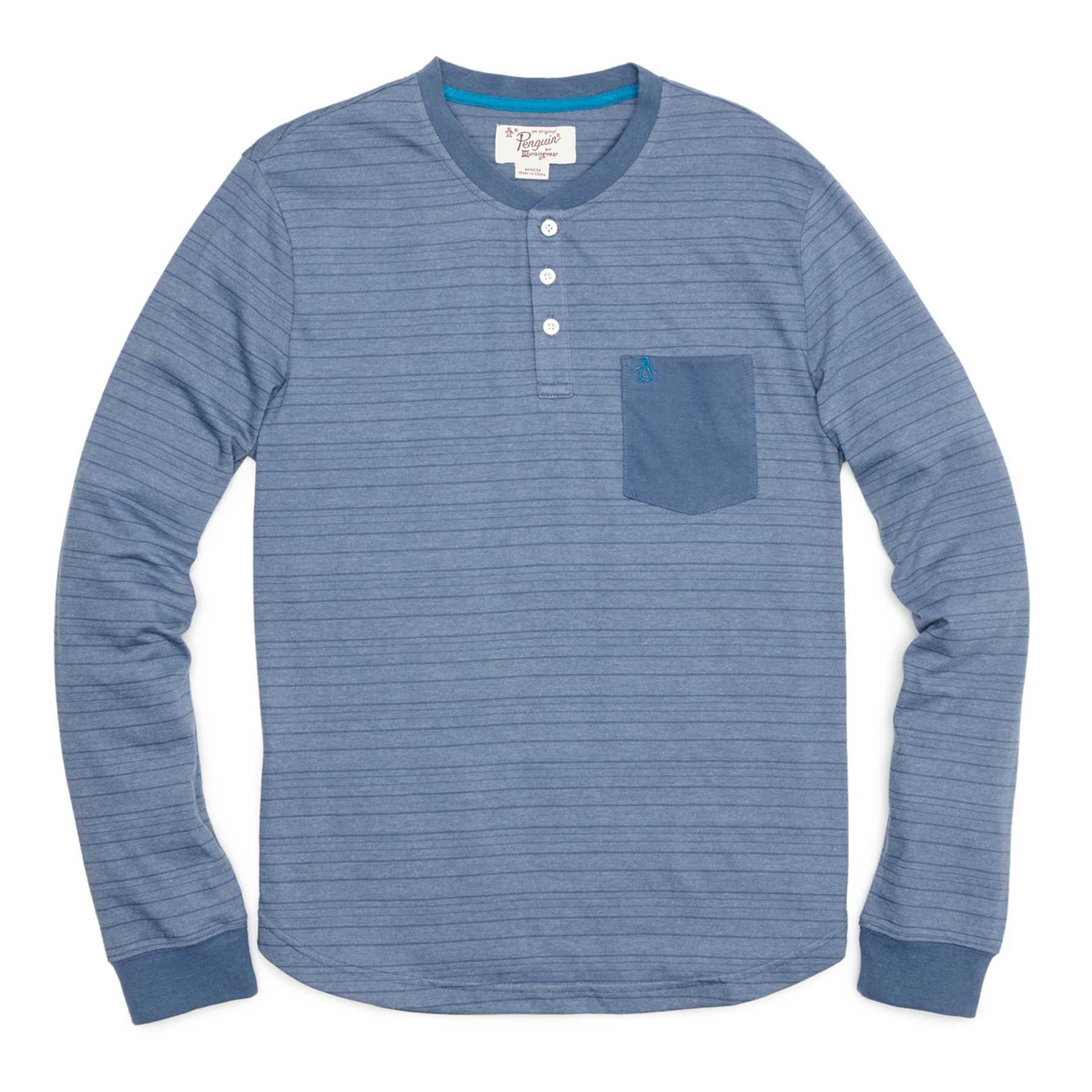 Original Penguin HEATHERED STRIPE POCKET HENLEY