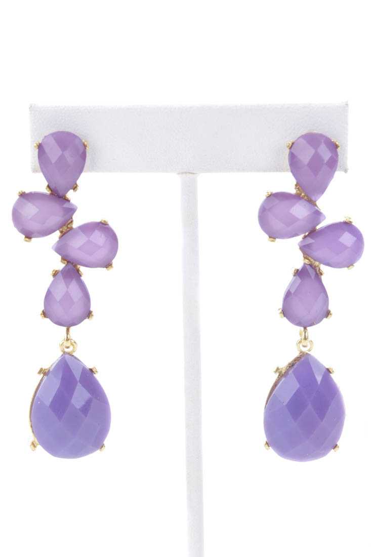 Purple Gold Faceted Beaded Dangle Earrings