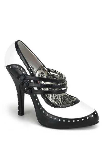 Black White Two Tone Faux Leather Strappy High Heels