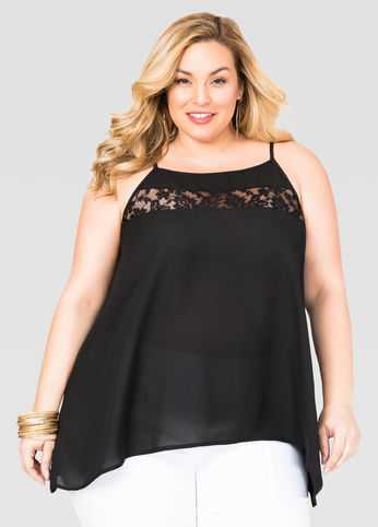 Lace Insert Halter Tank