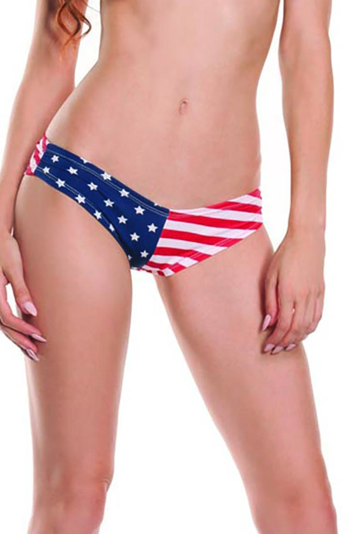 Flag Print Sexy Pucker Back Rave Hip Panty