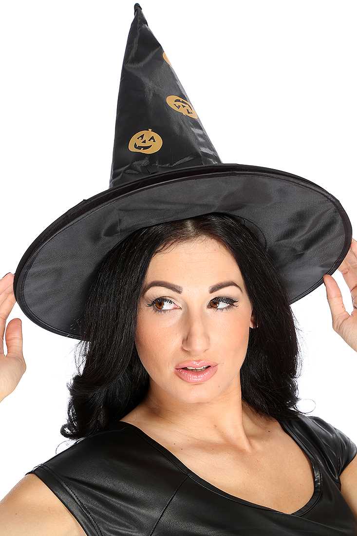 1 PC Black Pumpkin Print Witch Hat